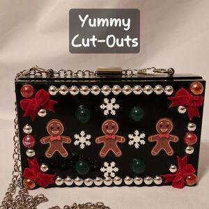Handmade Pearl Chaos Black Acrylic Clutch - Yummy Cut-Outs
